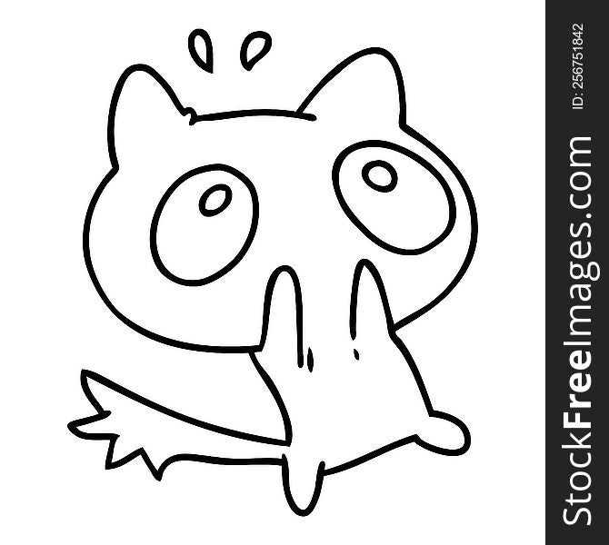 Line Drawing Kawaii Of A Shocked Cat
