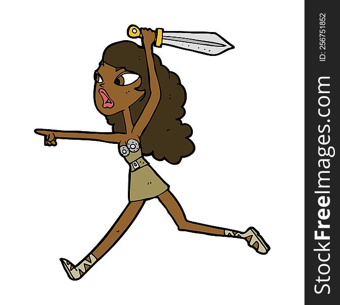 Cartoon Girl With Sword