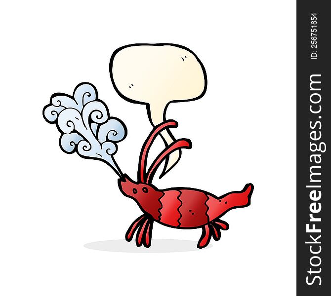 cartoon shrimp with speech bubble