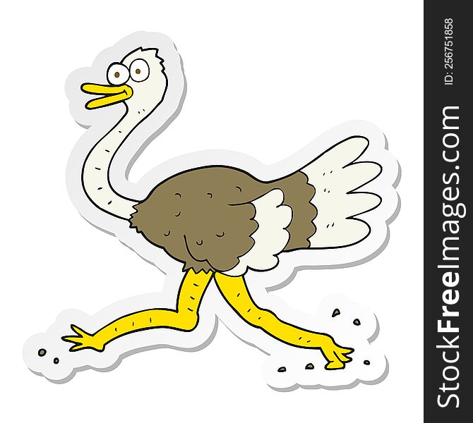 sticker of a cartoon ostrich