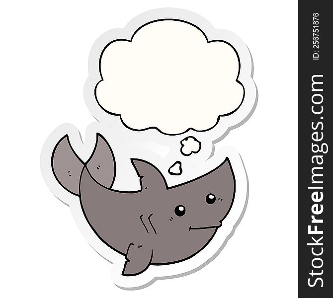 cartoon shark with thought bubble as a printed sticker