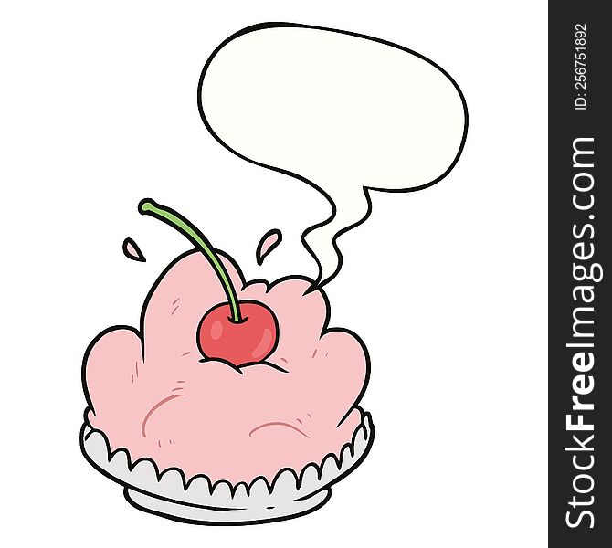 Cartoon Tasty Dessert And Speech Bubble