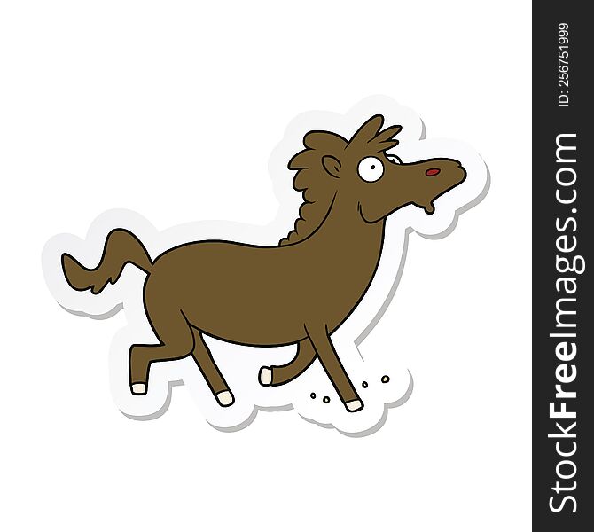 sticker of a cartoon running horse