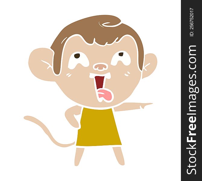 Crazy Flat Color Style Cartoon Monkey In Dress