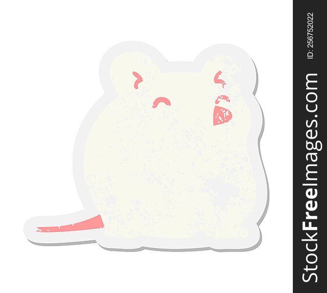 cartoon white mouse grunge sticker