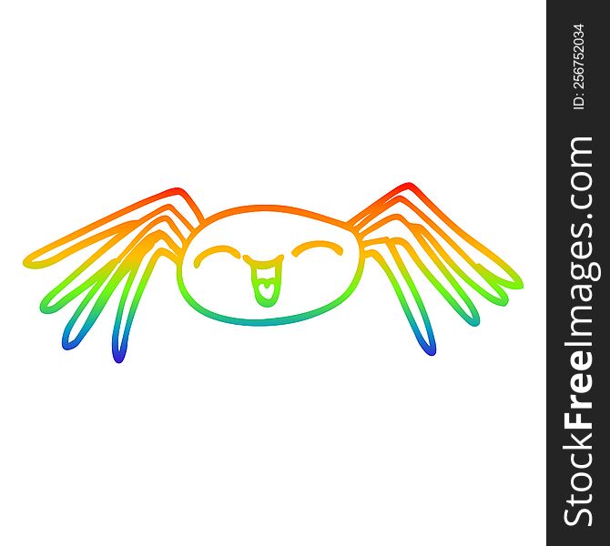 Rainbow Gradient Line Drawing Cartoon Happy Spider