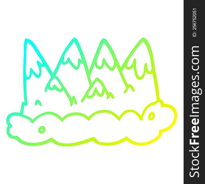 Cold Gradient Line Drawing Cartoon Mountains