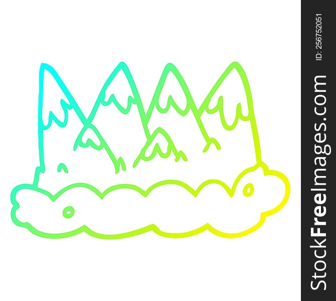 cold gradient line drawing cartoon mountains