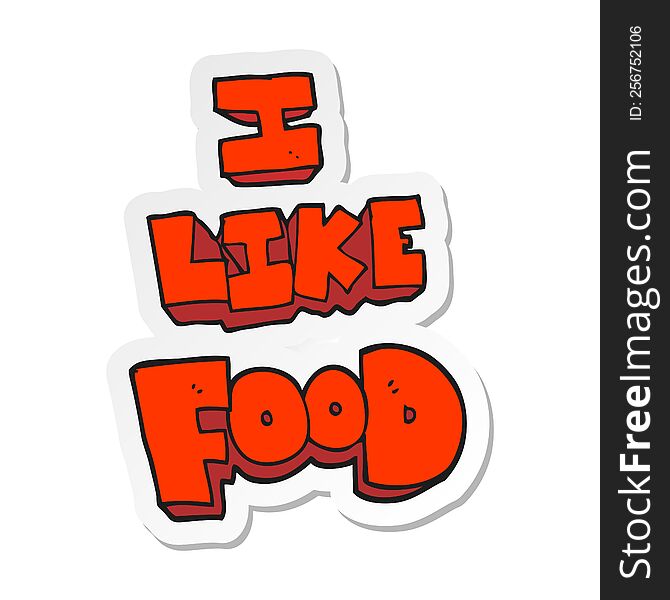 sticker of a cartoon i like food symbol