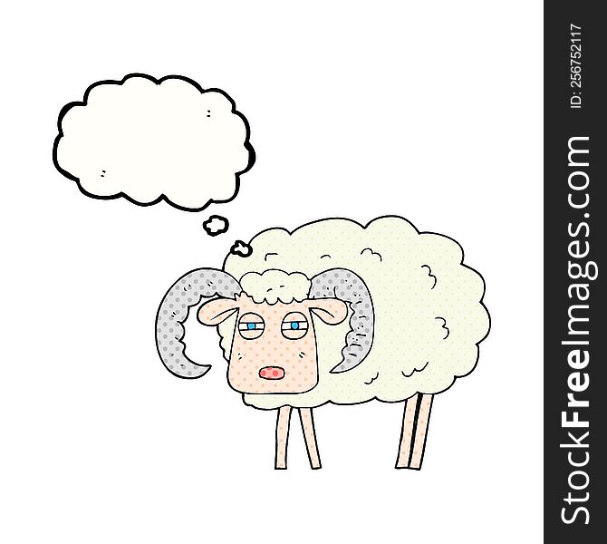 freehand drawn thought bubble cartoon ram