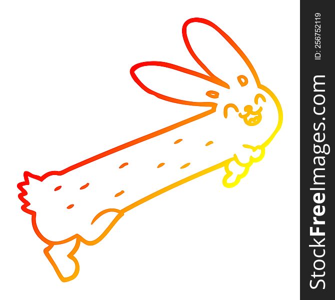 Warm Gradient Line Drawing Funny Cartoon Rabbit
