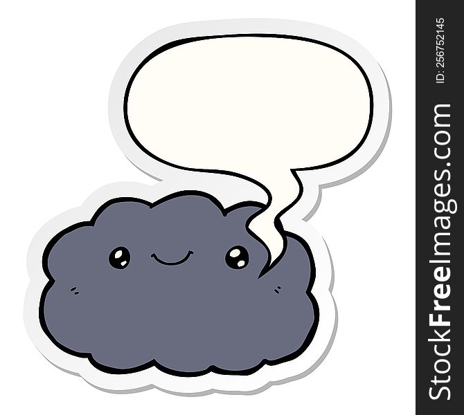 Cartoon Cloud And Speech Bubble Sticker