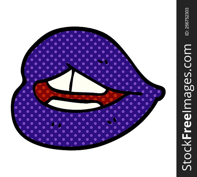 cartoon doodle purple lips
