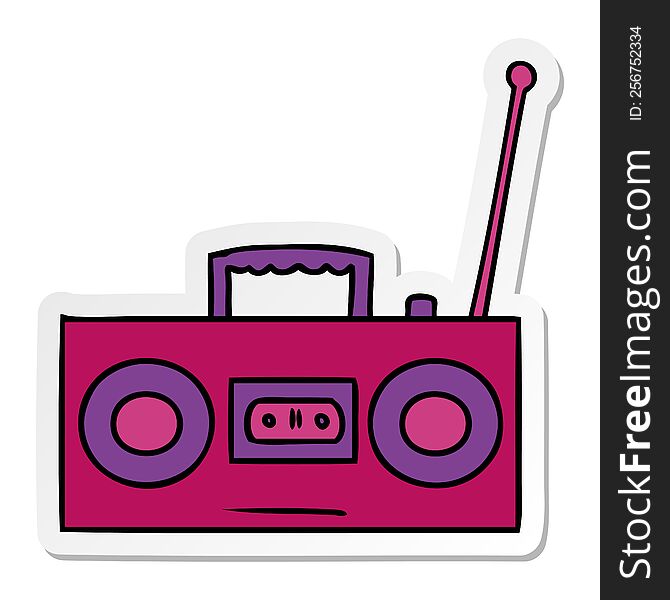 Sticker Cartoon Doodle Of A Sticker Cassette Player