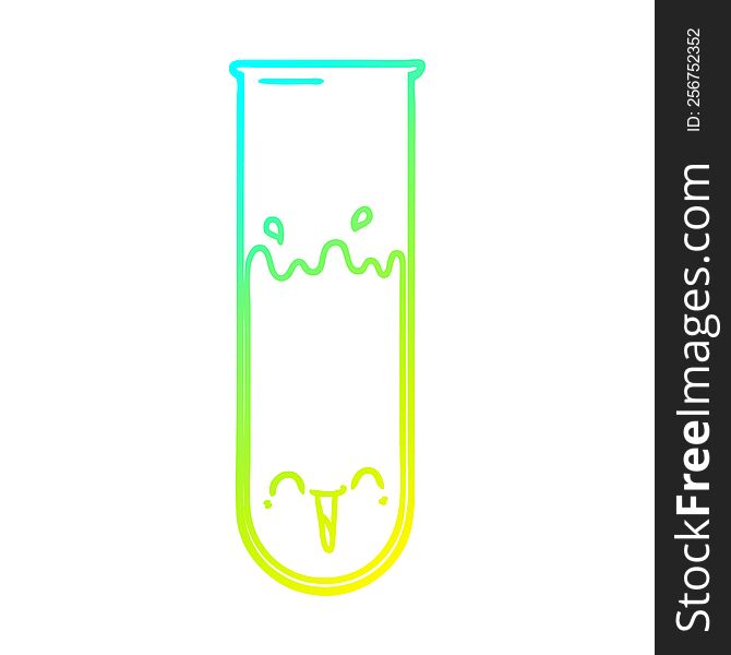 Cold Gradient Line Drawing Cartoon Happy Test Tube