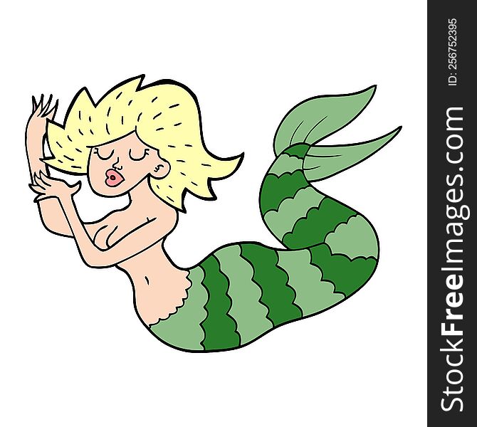 Cartoon Doodle Woman Mermaid