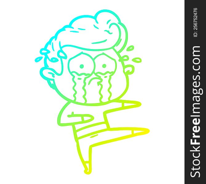 cold gradient line drawing of a cartoon crying dancer