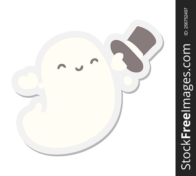 Ghost With Top Hat Sticker