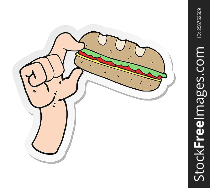 sticker of a cartoon sub sandwich