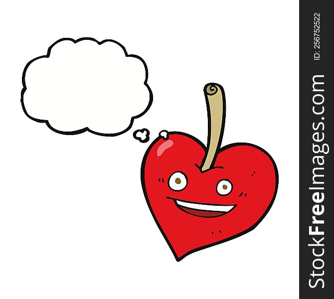 cartoon love heart apple with thought bubble