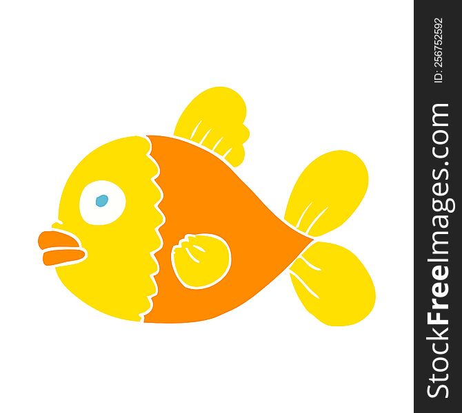 Flat Color Illustration Of A Cartoon Fish
