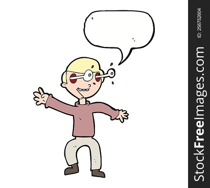 Cartoon Amazed Boy With Speech Bubble