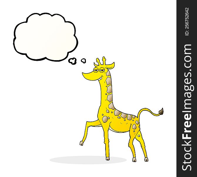 freehand drawn thought bubble cartoon giraffe