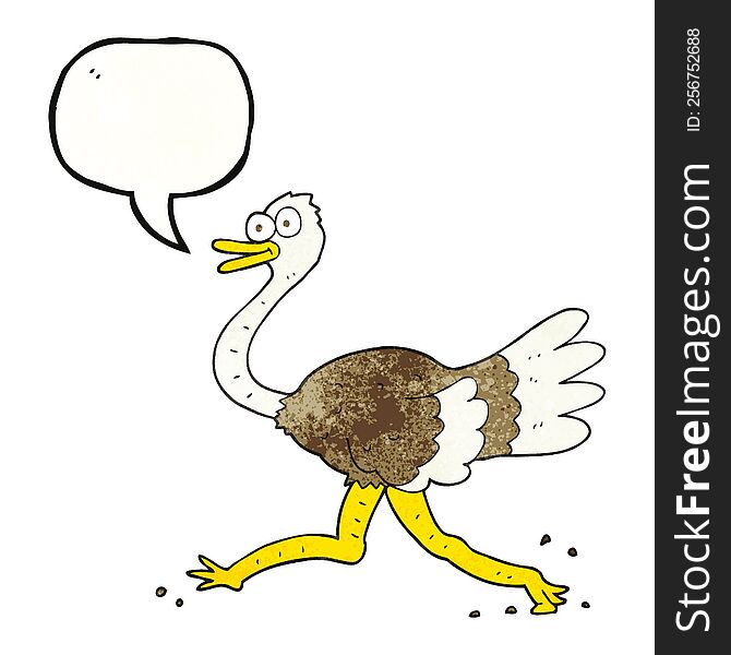 Speech Bubble Textured Cartoon Ostrich