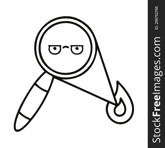Line Drawing Cartoon Magnifying Glass