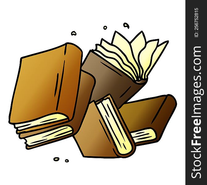 Gradient Cartoon Doodle Of A Collection Of Books