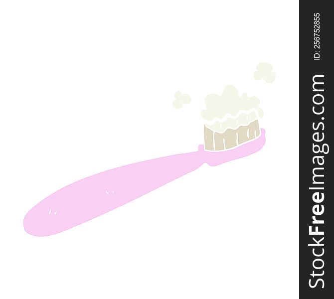 Flat Color Illustration Of A Cartoon Toothbrush