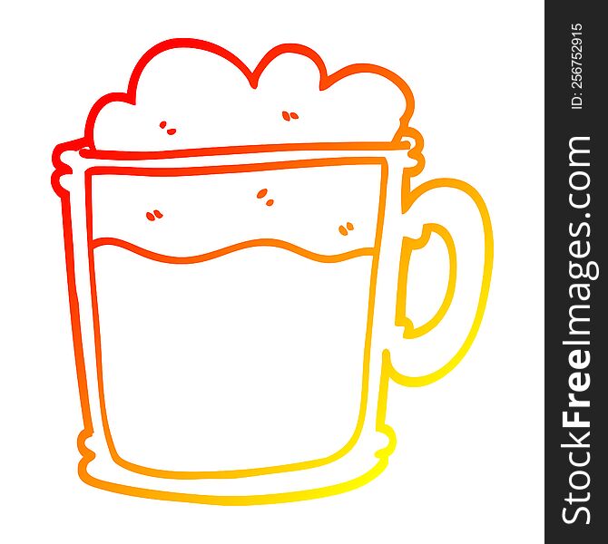 warm gradient line drawing of a cartoon foamy latte