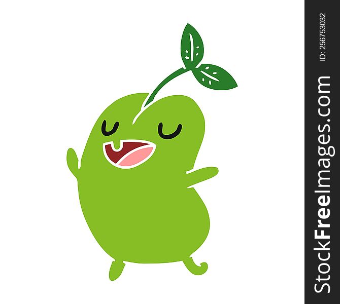cartoon illustration kawaii cute sprouting bean. cartoon illustration kawaii cute sprouting bean