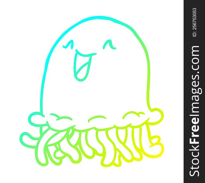 cold gradient line drawing of a happy jellyfish