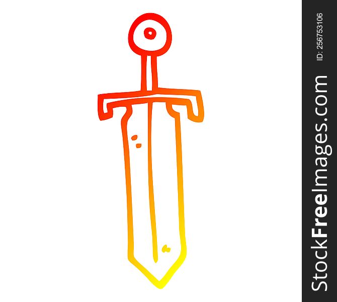 warm gradient line drawing of a cartoon bronze sword