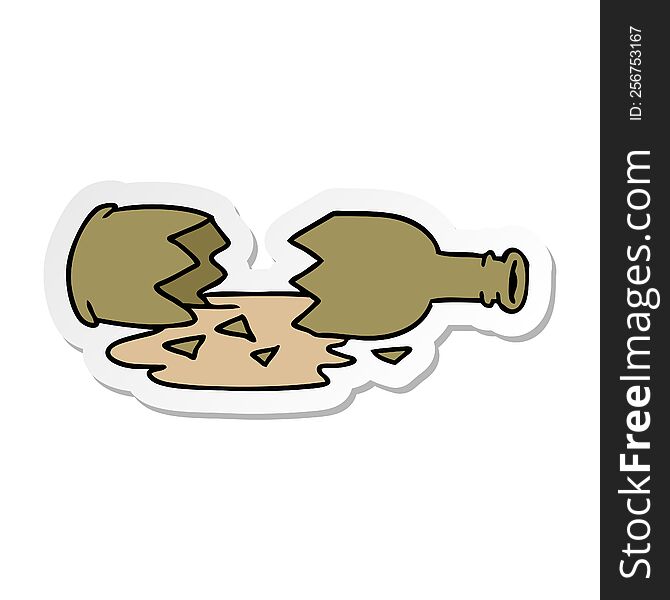 hand drawn sticker cartoon doodle of a broken bottle