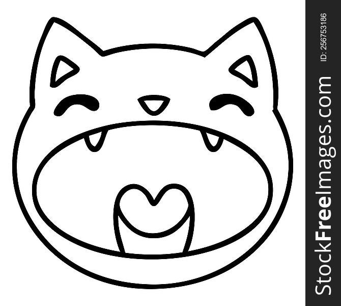 line doodle of a cat yawning or maybe meowing loudly. line doodle of a cat yawning or maybe meowing loudly