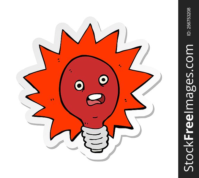 sticker of a cartoon red lightbulb