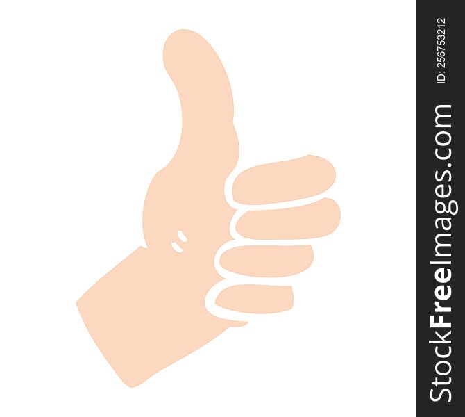 Flat Color Illustration Of A Cartoon Thumbs Up Sign