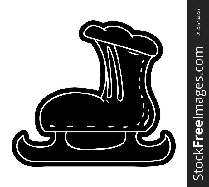 cartoon icon of an ice skate boot. cartoon icon of an ice skate boot