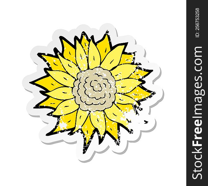 retro distressed sticker of a cartoon sunflower