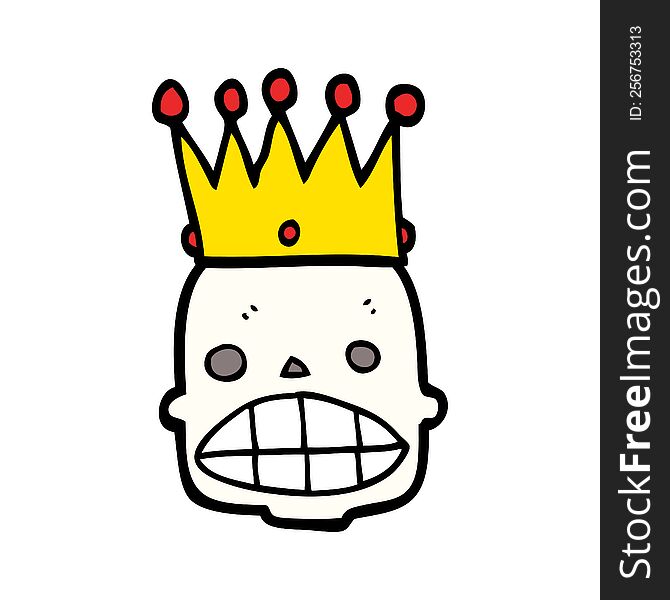 Cartoon Spooky Skull Face With Crown