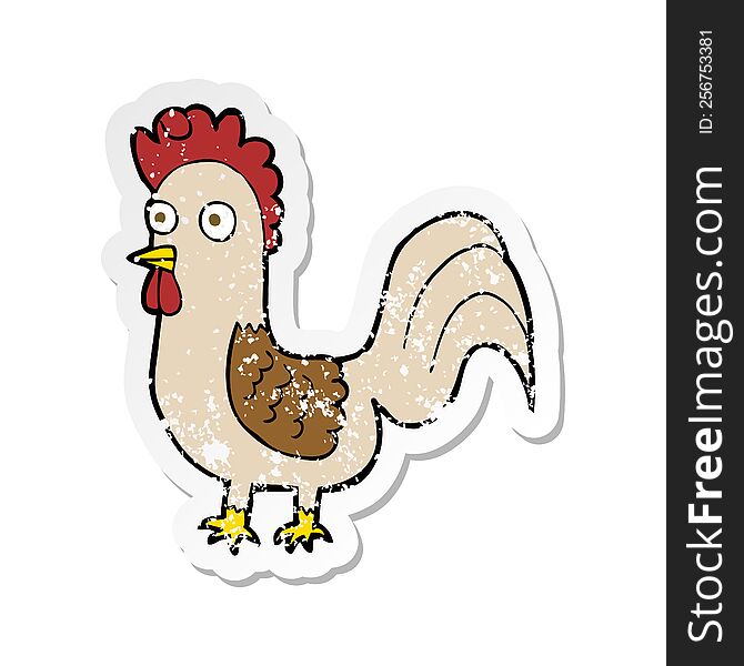 retro distressed sticker of a cartoon rooster