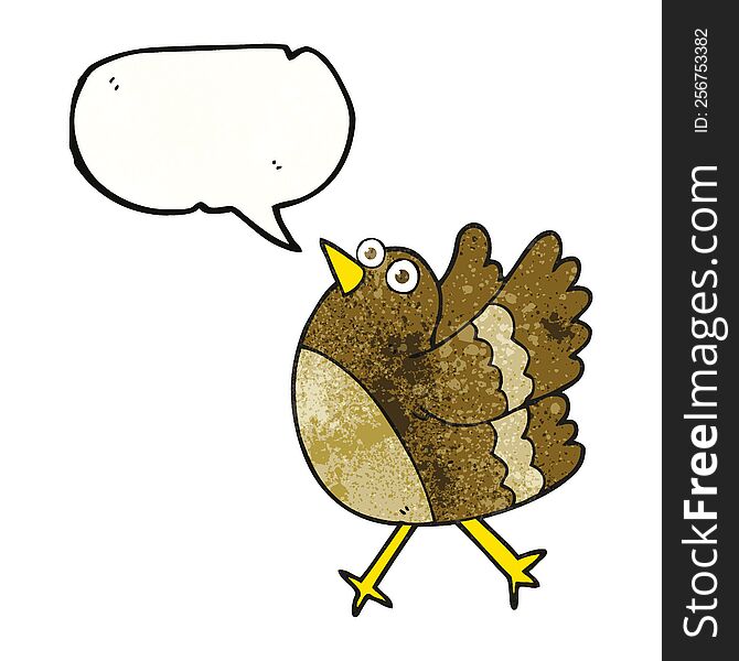 Speech Bubble Textured Cartoon Happy Bird
