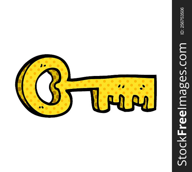 cartoon doodle gold key