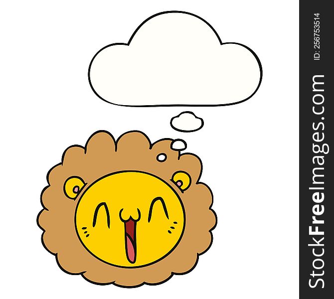 cartoon lion face with thought bubble. cartoon lion face with thought bubble