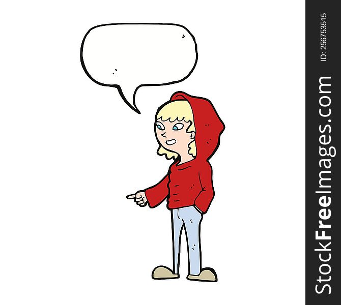 cartoon pointing teenager with speech bubble
