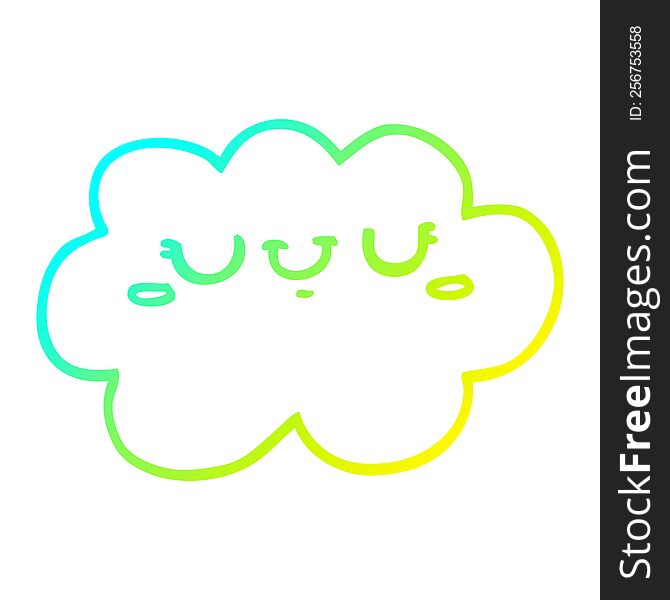 Cold Gradient Line Drawing Cute Cartoon Cloud