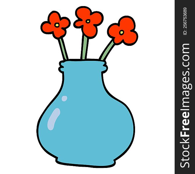 Cartoon Doodle Vase With Flowers