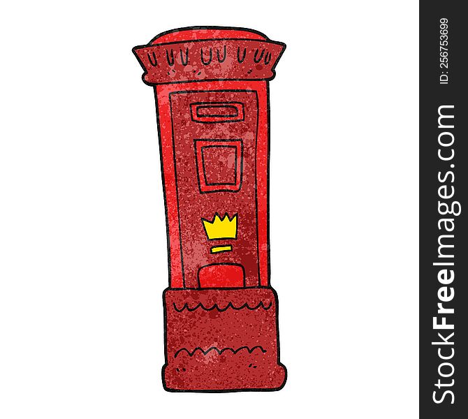 freehand textured cartoon british post box